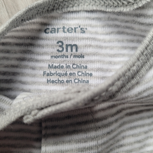 Carters Infant Boys Gray Striped Monkey Shortie Romper Baby Bodysuit Outfit - Picture 5 of 9